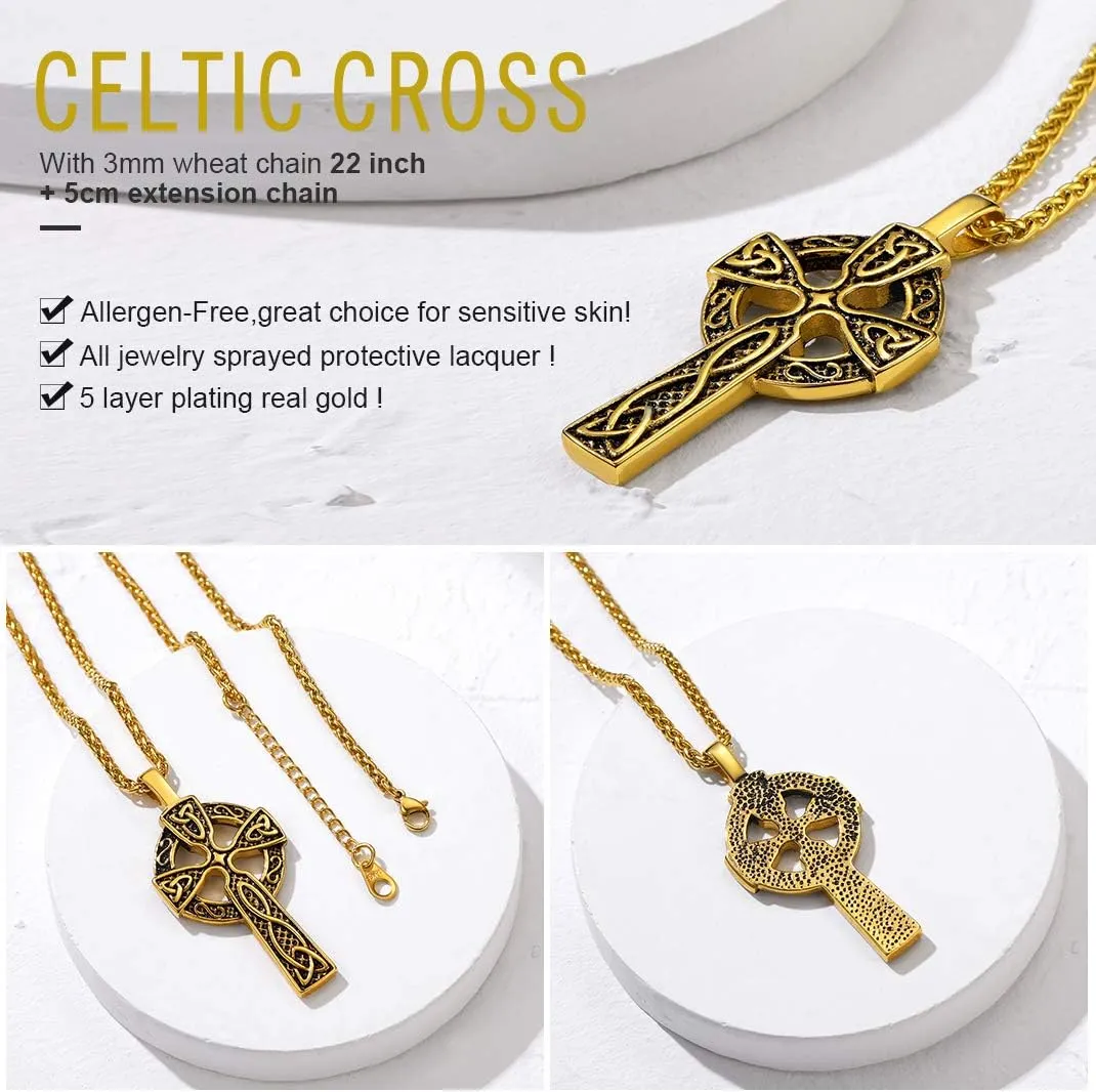 GOLDCHIC JEWELRY Cross INRI Crucifix Pendant Necklace, Virgin Mary Miraculous Medal Necklaces, Jesus Christain Jewelry
