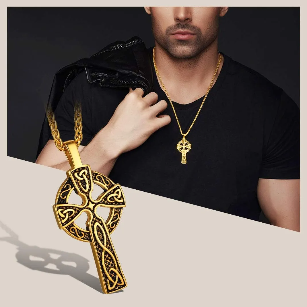 GOLDCHIC JEWELRY Cross INRI Crucifix Pendant Necklace, Virgin Mary Miraculous Medal Necklaces, Jesus Christain Jewelry