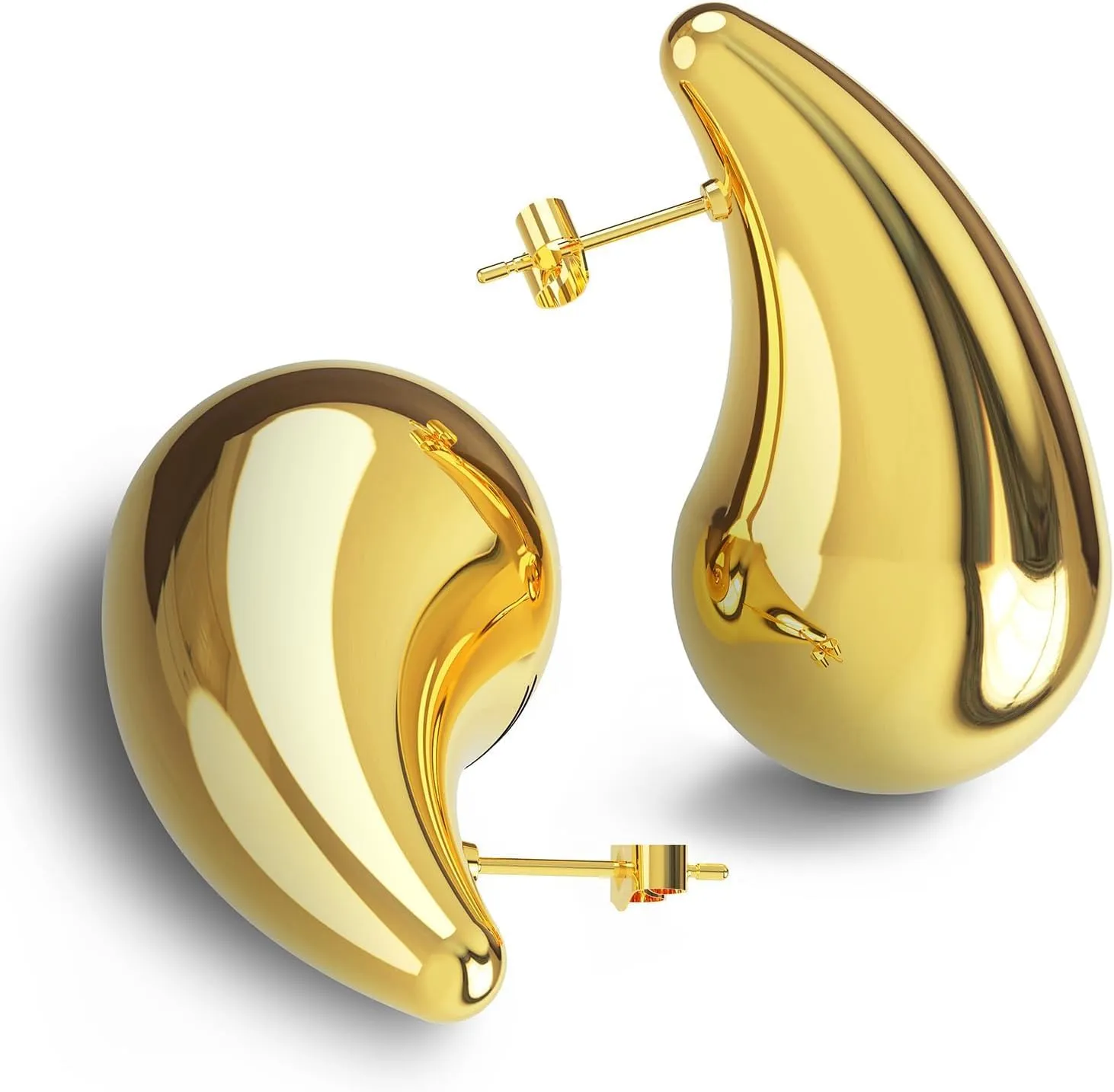 Gold/Silver Chunky Hoop Earring Water Drop Hypoallergenic Stud Earring Set for Women Gift