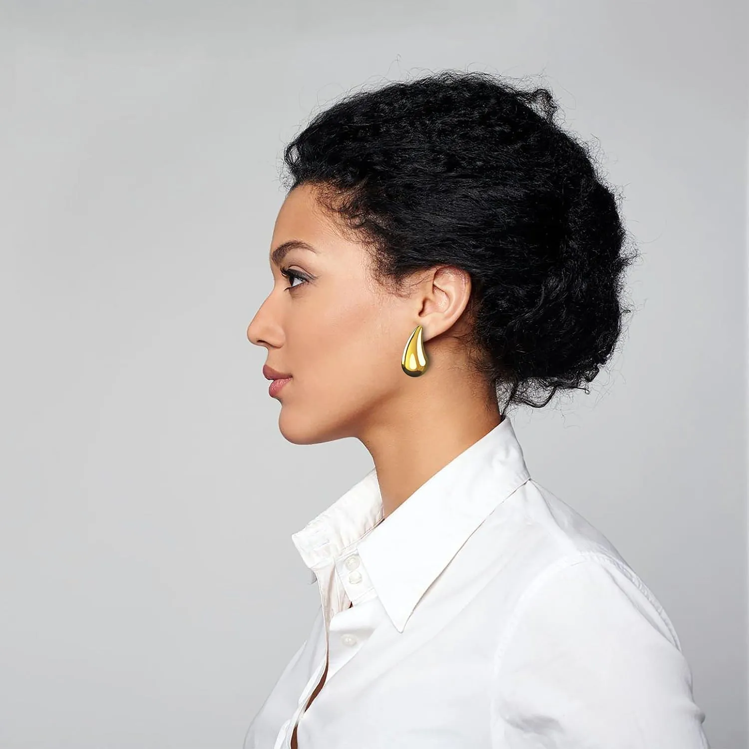 Gold/Silver Chunky Hoop Earring Water Drop Hypoallergenic Stud Earring Set for Women Gift
