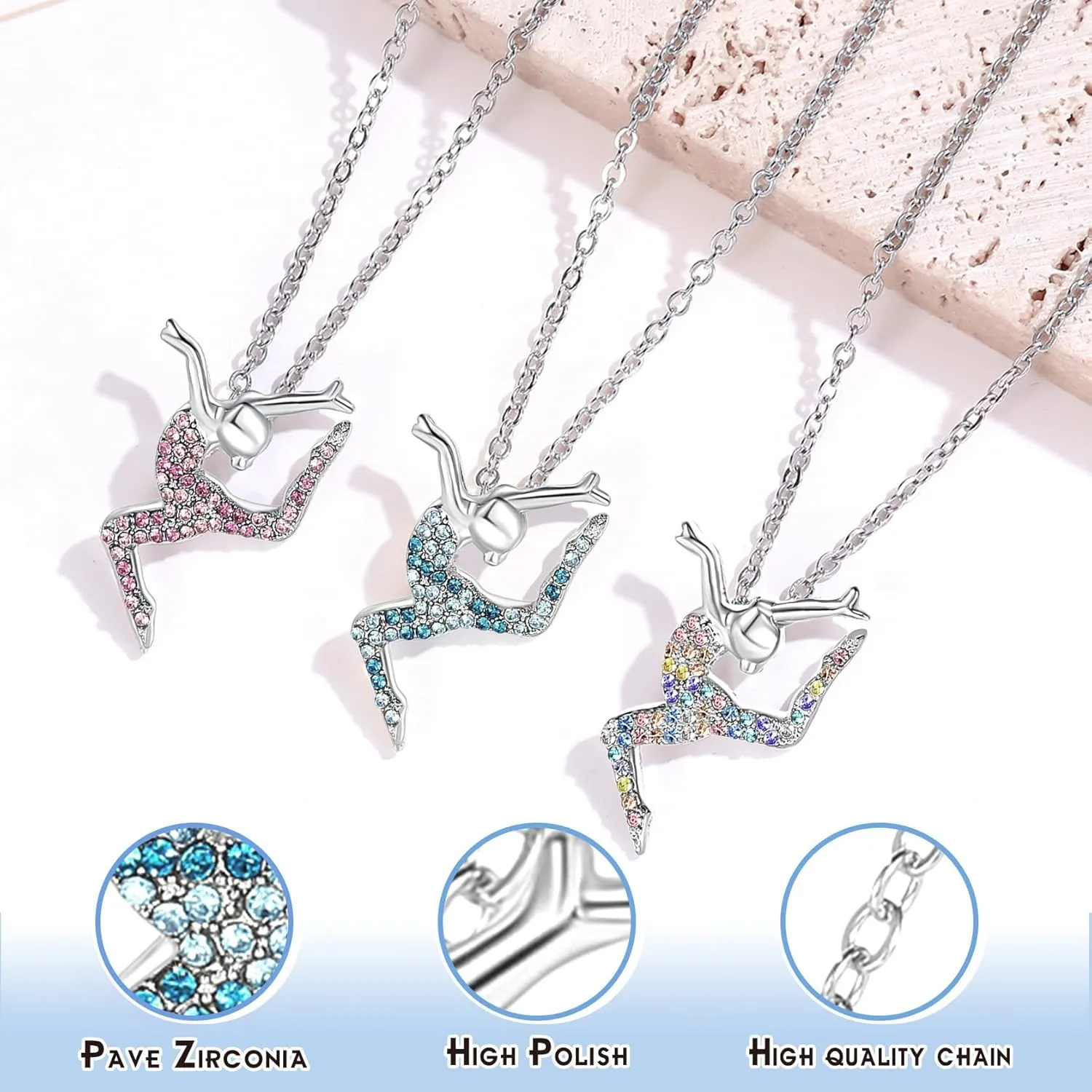 Gymnastics Necklaces for Teen Girls,Gymnastics Gifts for Girls,Cute Sport Ballerina Pendant Necklace Jewelry Birthday Christmas Gifts