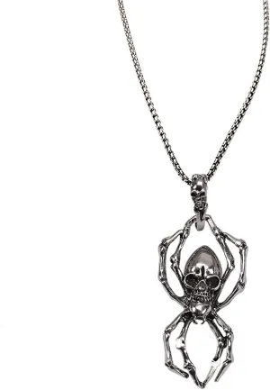 Halloween Skull Spider Necklace for Men Women Skull Spider Pendant Jewelry Necklaces for Mens Womens Boys Girls