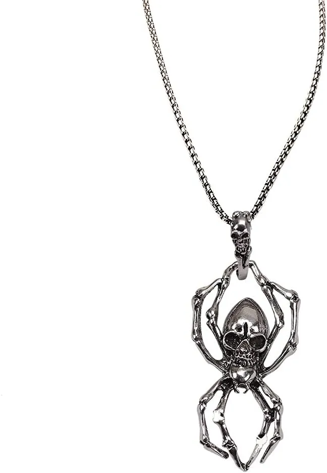 Halloween Skull Spider Necklace for Men Women Skull Spider Pendant Jewelry Necklaces for Mens Womens Boys Girls