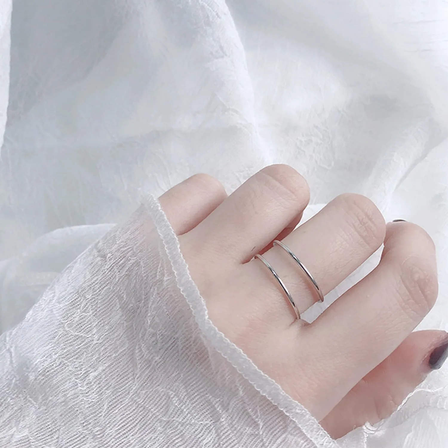 Handmade 925 Sterling Silver Rings Boho Thumb Band Ring Open Adjustable Statement Rings for Women
