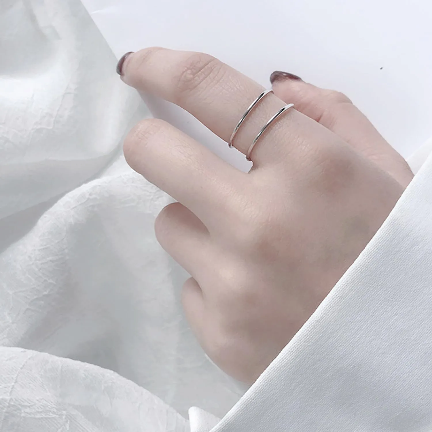 Handmade 925 Sterling Silver Rings Boho Thumb Band Ring Open Adjustable Statement Rings for Women