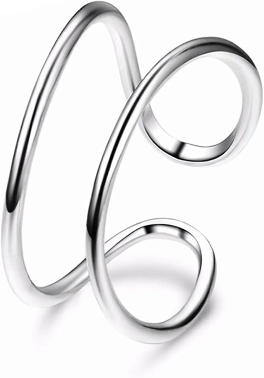 Handmade 925 Sterling Silver Rings Boho Thumb Band Ring Open Adjustable Statement Rings for Women