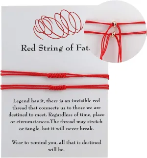 Handmade Red String Bracelets - 7 Knots Kabbalah Protection & Good Luck - Adjustable Cord Strand for Couples, Family & Friends