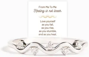 Healing Is Not Linear Self Love Highs And Lows Wave Rings for Woman, 925 Personalized Stacking Ups and Downs Self Love Rings, Inspirational Wave Encouraged Ring Jewelry Gift for Her