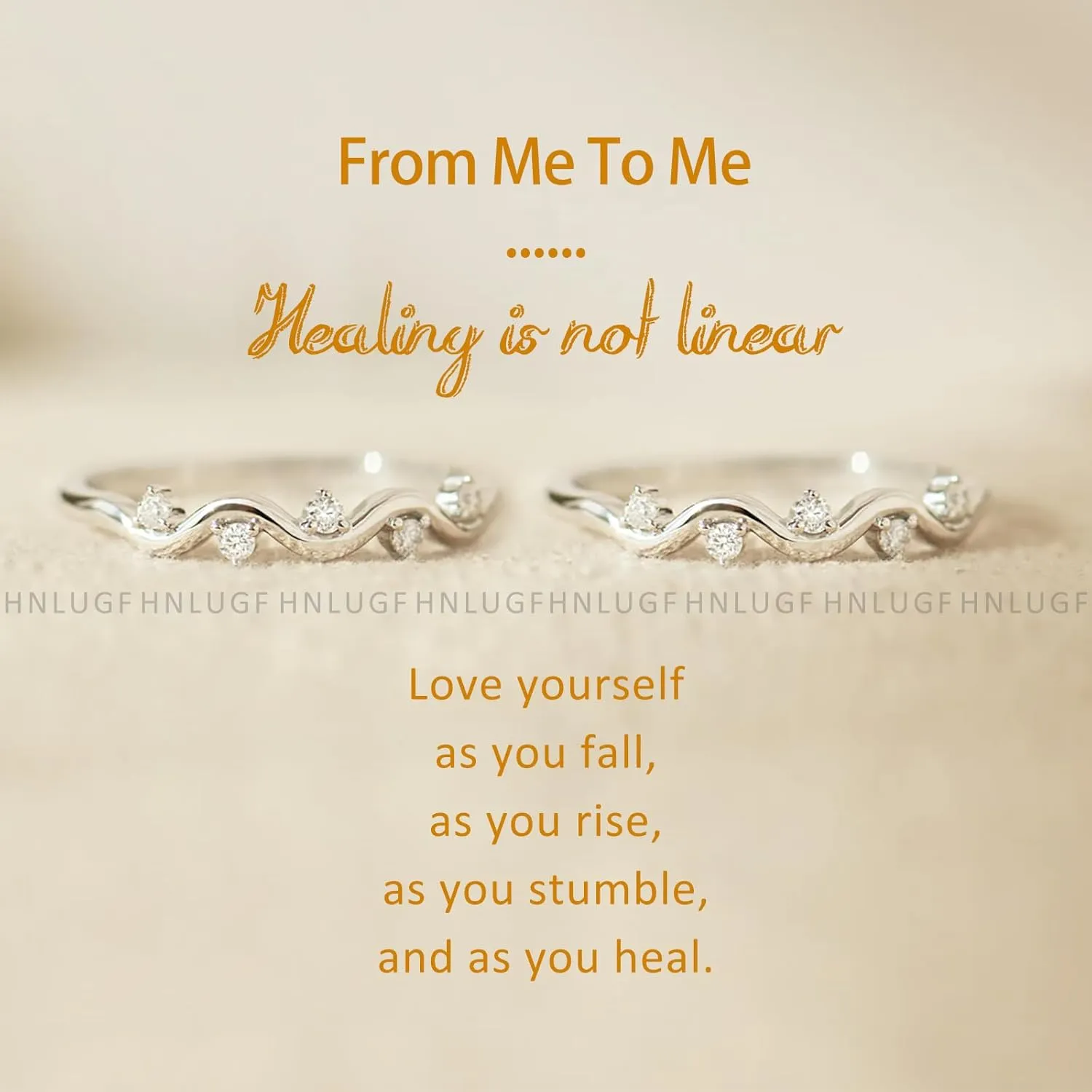 Healing Is Not Linear Self Love Highs And Lows Wave Rings for Woman, 925 Personalized Stacking Ups and Downs Self Love Rings, Inspirational Wave Encouraged Ring Jewelry Gift for Her