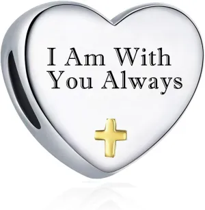 Heart Christian Bible Verse Charm for Pandora Bracelet Love Cross Charm Prayer Faith Religious Jewelry Gifts for Women