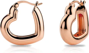 Heart Hoop Earring with 925 Sterling Silver Post 14K Gold Plated Lightweight Hypoallergenic