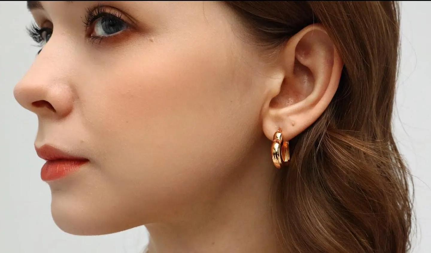 Heart Hoop Earring with 925 Sterling Silver Post 14K Gold Plated Lightweight Hypoallergenic