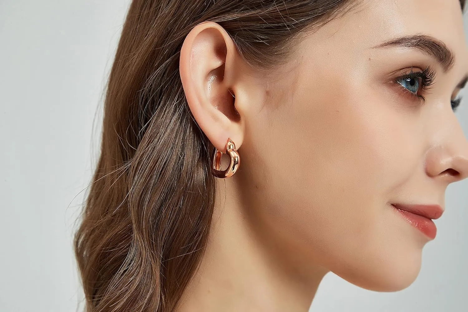 Heart Hoop Earring with 925 Sterling Silver Post 14K Gold Plated Lightweight Hypoallergenic