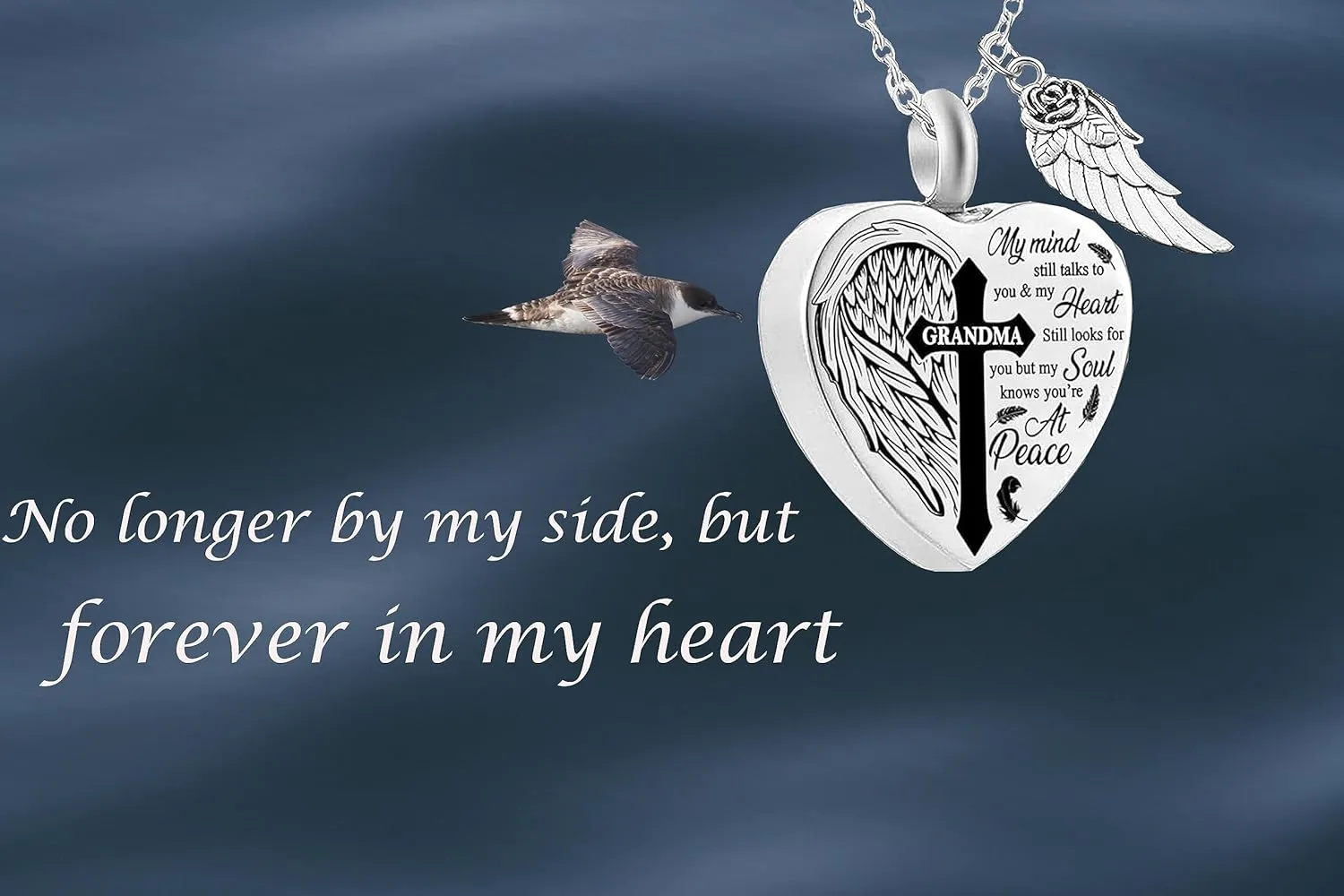 Heart Urn Necklaces for Ashes Cross Angel Wings Cremation Jewelry Keepsake Memorial Pendant for Men Women
