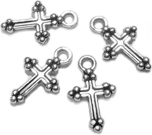 Heather's cf Silver Small Crosses 68-200pcs Mini Cross Charms Variety Cross Beads for Bracelets Craft 1 Inch Cross Charm Bulk Cross Pendant Jewelry Making for Men & Women