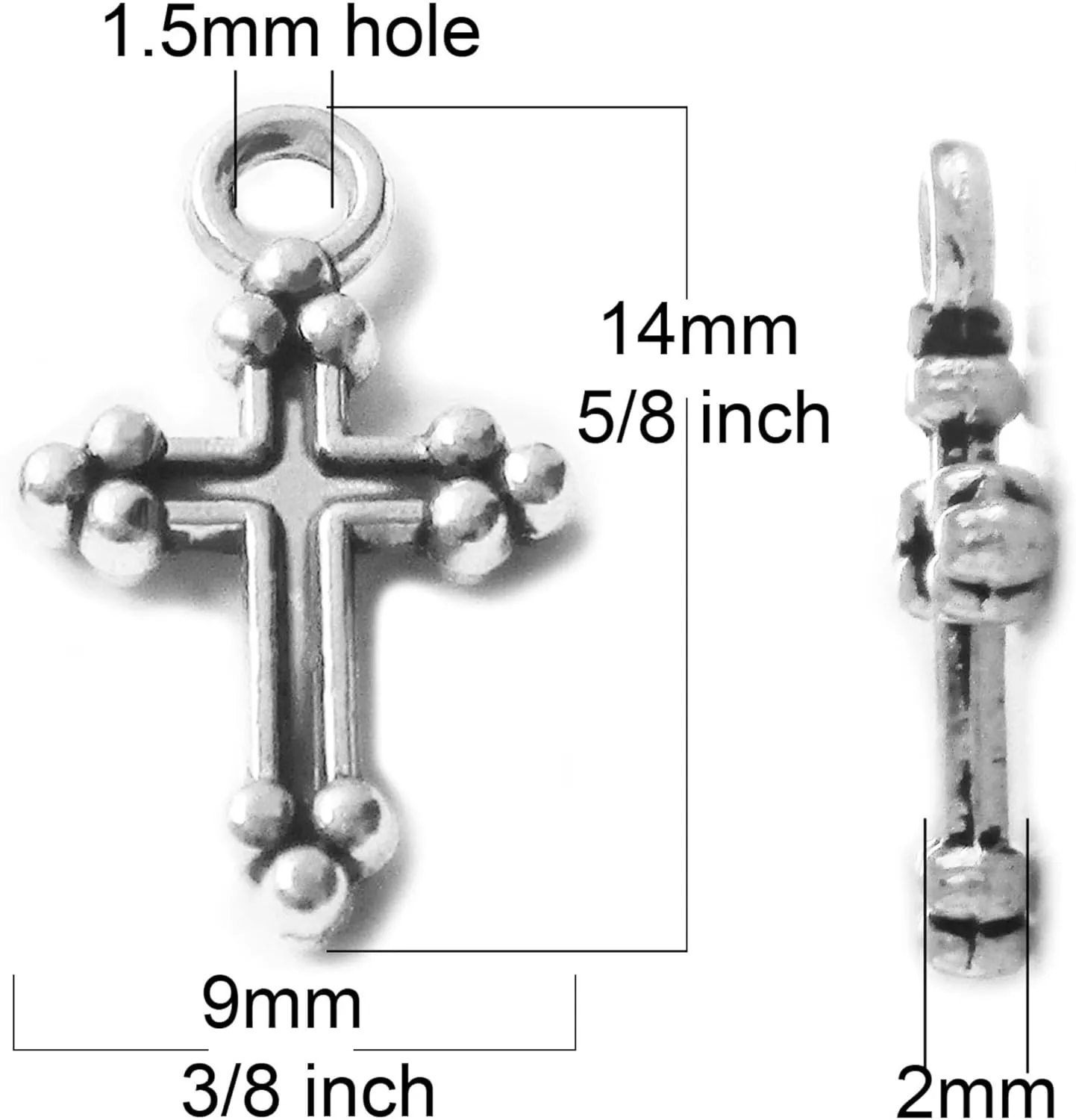 Heather's cf Silver Small Crosses 68-200pcs Mini Cross Charms Variety Cross Beads for Bracelets Craft 1 Inch Cross Charm Bulk Cross Pendant Jewelry Making for Men & Women