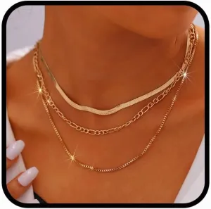 Herringbone Chain Necklaces for Women Dainty Layered Necklace Chain Stackable Minimalist Choker Necklace Jewelry Gift for Her
