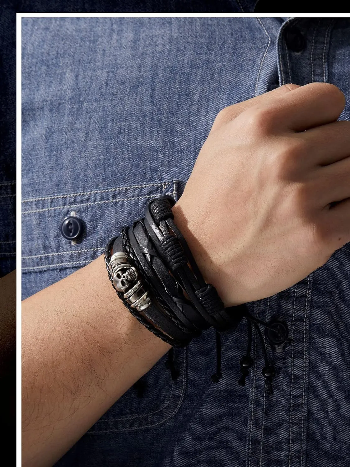 Hicarer 3 Pieces Halloween Leather Punk Bracelet for Men Women 80s Goth Rock Wristband Cuff Bangle Unisex for Party Favors Accessories
