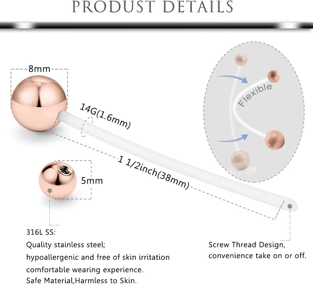 Hoeudjo 6Pcs Pregnancy Belly Button Rings Maternity Belly Button Rings Plastic Flexible Extra Long Belly Rings for Pregnant Women 14G