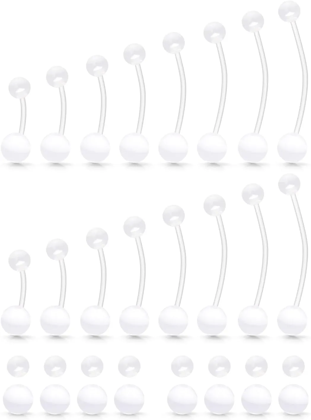 Hoeudjo Pregnancy Belly Rings Maternity Belly Button Rings Plastic Long Bar Navel Ring for Maternity Sport Pregnant Women Different Length 10/12/14/16/18/32/35/38mm