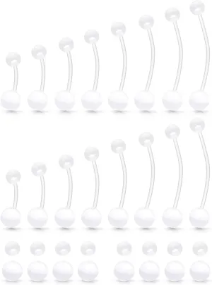 Hoeudjo Pregnancy Belly Rings Maternity Belly Button Rings Plastic Long Bar Navel Ring for Maternity Sport Pregnant Women Different Length 10/12/14/16/18/32/35/38mm