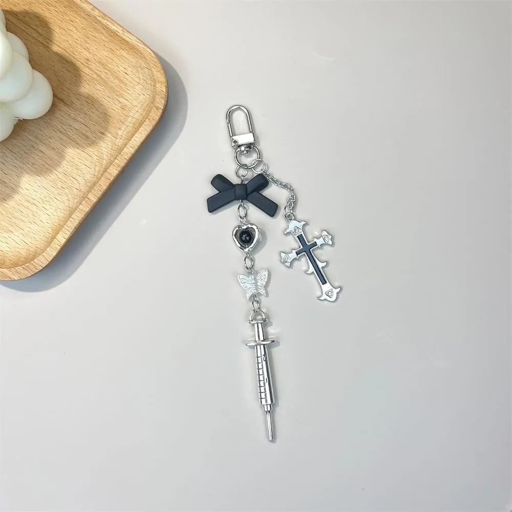 Hofar Y2k Keychains For Girl Heart Butterfly Cross Kawaii Key Chains Aesthetic Accessories Cute Retro Punk Keyring Gift