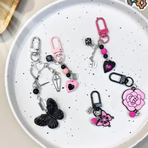 Hofar Y2k Keychains For Girl Heart Butterfly Cross Kawaii Key Chains Aesthetic Accessories Cute Retro Punk Keyring Gift