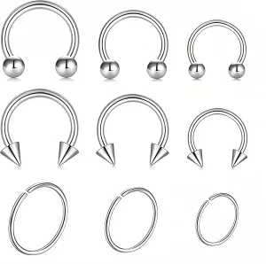 Horseshoe Rings Body Jewelry 16g Septum Piercing Jewelry Cartilage Earring Nose Horseshoe Hoop Balls & Spikes Lip Rings for Women Men
