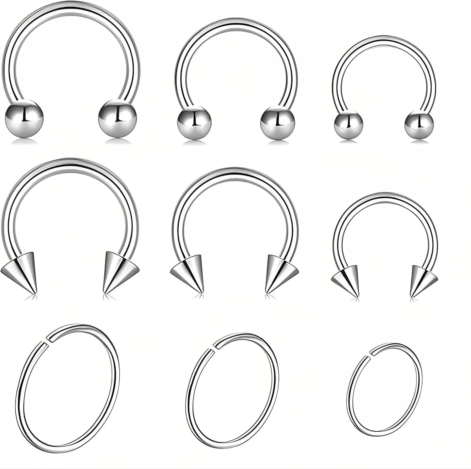 Horseshoe Rings Body Jewelry 16g Septum Piercing Jewelry Cartilage Earring Nose Horseshoe Hoop Balls & Spikes Lip Rings for Women Men