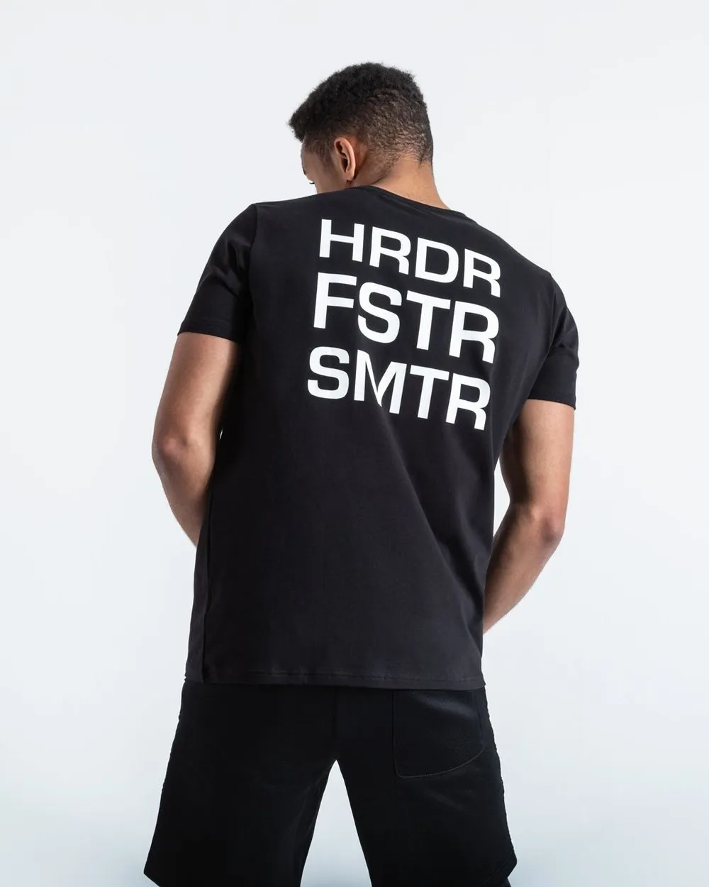 HRDR FSTR SMTR T-SHIRT - BLACK
