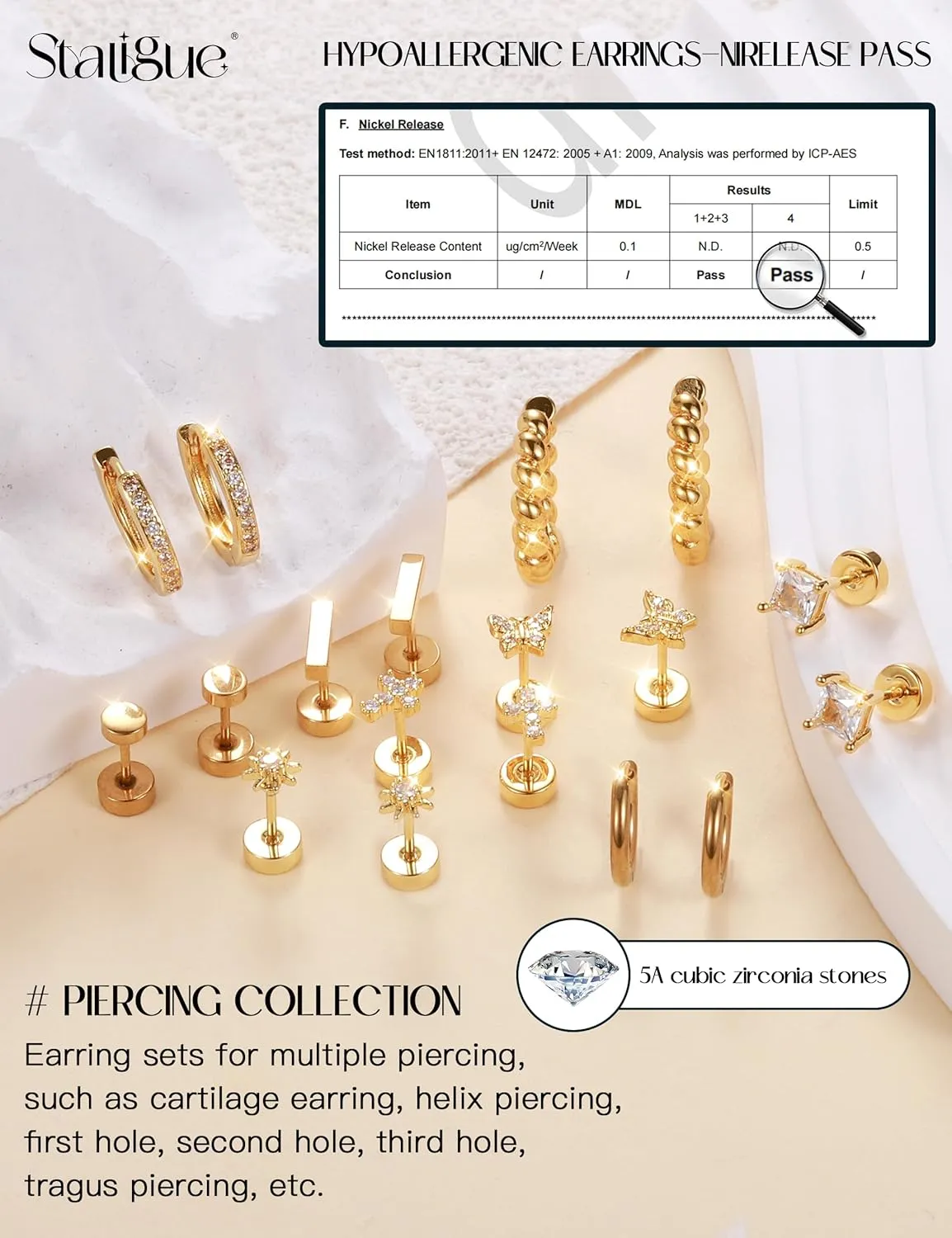 Hypoallergenic Surgical Steel Flat Back Earrings for Women Trendy 14K Gold Cartilage Earring Helix Conch Tragus Piercing Jewelry Earring Stacks Small Hoop Flatback Earrings Sets for Multiple Piercing