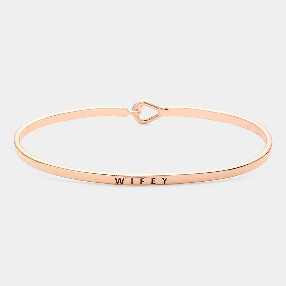 iLLASPARKZ "Wifey" Thin Brass Metal Hook Bracelet