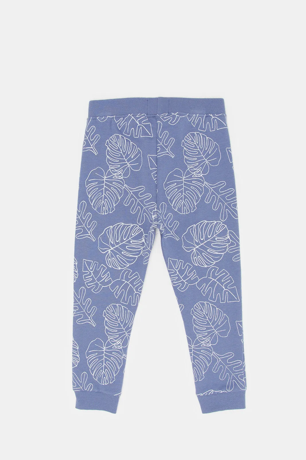 Infant Boys Blue Leaf Printed Active Pants