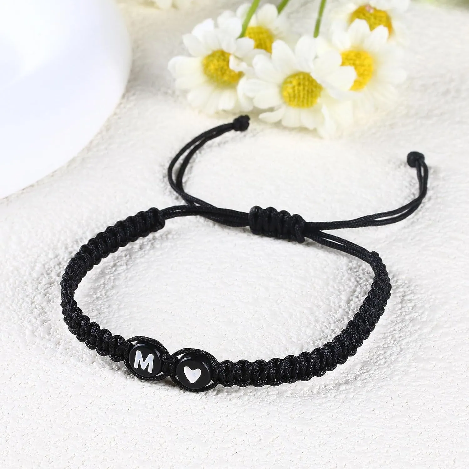Initial Bracelets for Women Best Friend,Birthday Graduation Gifts Adjustable Heart Link Letter Mens Bracelet for Sister Daughter Mother's Day Mom Couples Boyfriend Friendship Jewelry (M)