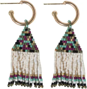 INK ALLOY Beaded Earrings for Women Dangling, Leta 2-in-1 Fringe and Mini Gold Hoop Earrings, Hypoallergenic Handmade Jewelry for the Modern Bohemian, 2-Inch Length