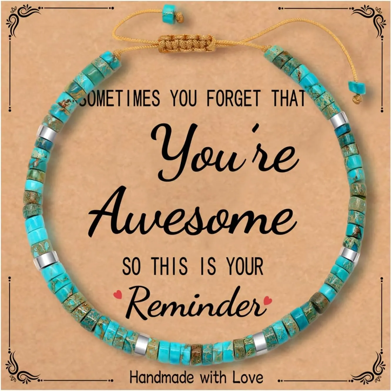 Inspirational Gifts Bracelets for Women Encouraging Healing Natural Stone Bracelets - Get Well Soon Gifts for Women Best Friends Sister Bestie - Life is Tough But So are You Bracelet