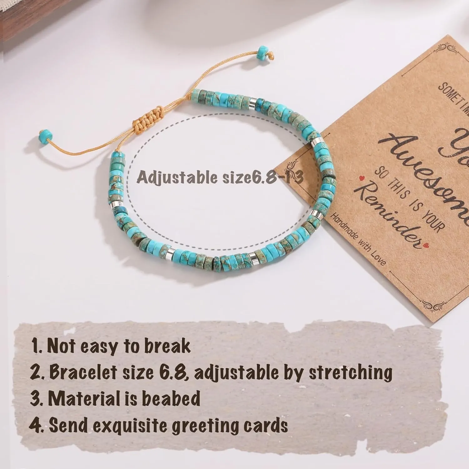 Inspirational Gifts Bracelets for Women Encouraging Healing Natural Stone Bracelets - Get Well Soon Gifts for Women Best Friends Sister Bestie - Life is Tough But So are You Bracelet