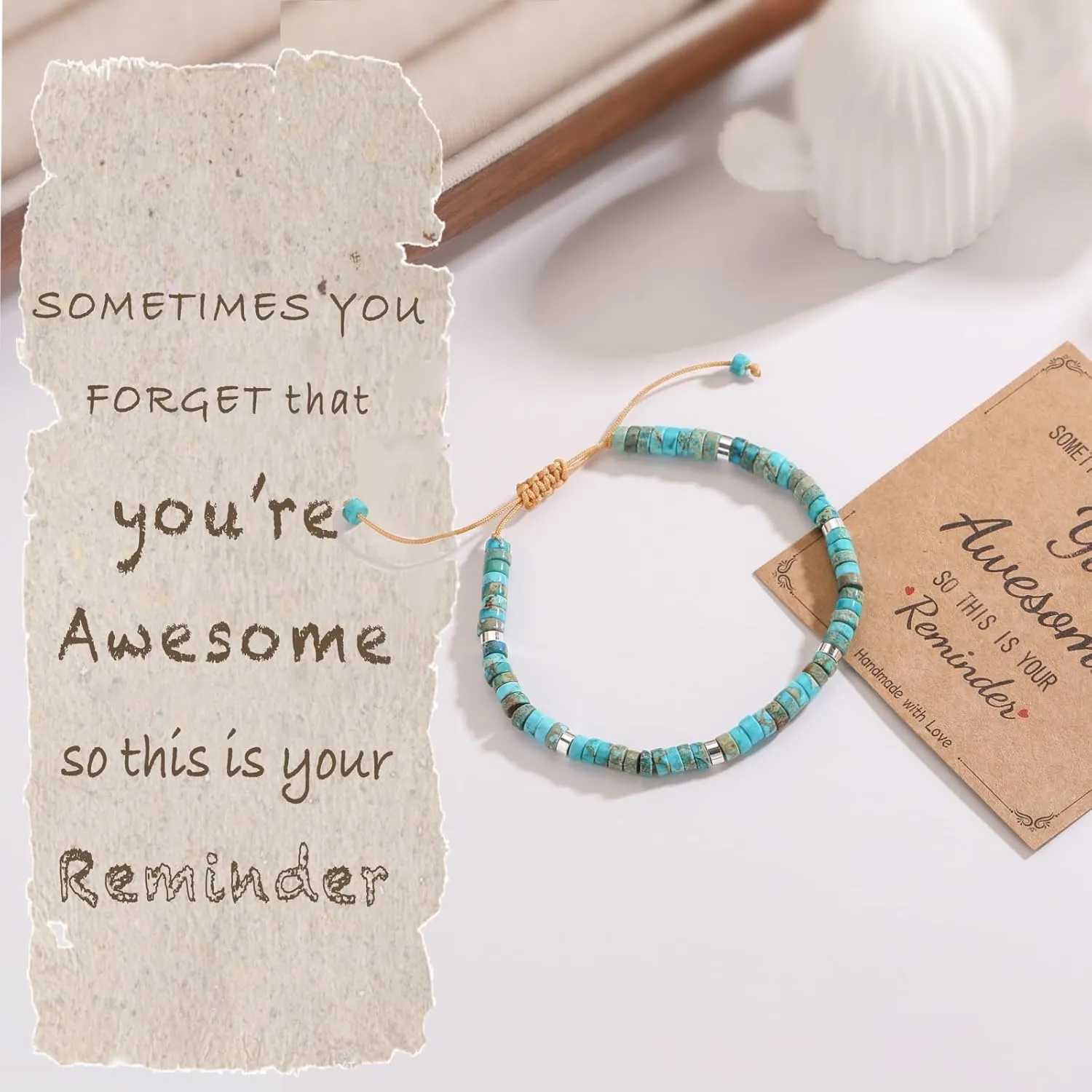 Inspirational Gifts Bracelets for Women Encouraging Healing Natural Stone Bracelets - Get Well Soon Gifts for Women Best Friends Sister Bestie - Life is Tough But So are You Bracelet