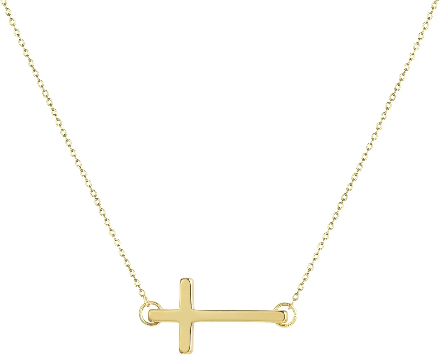 itianxi Dainty Cross Charm Pendant Necklaces,14K Gold Tiny Three Ball Necklace,Simple Fashion Jewelry for Women
