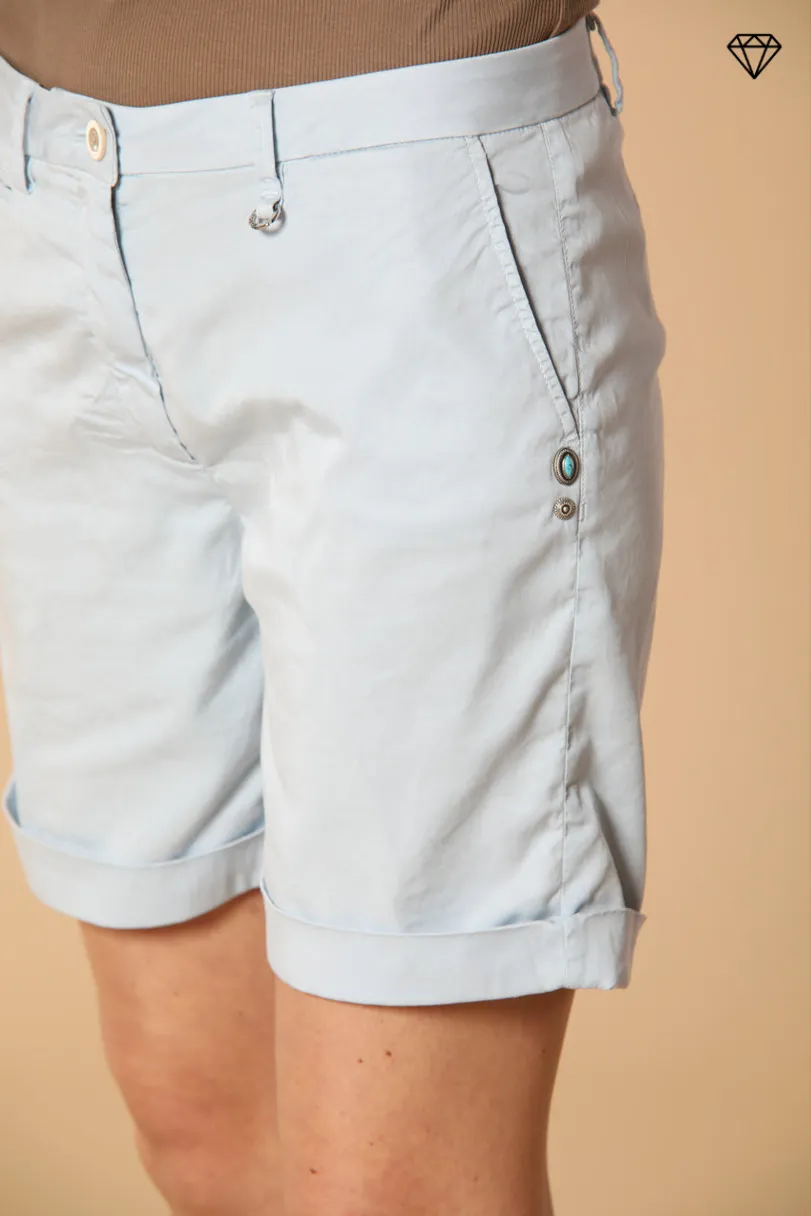 Jaqueline Curvie bermuda chino donna in gabardine con borchie curvy ①
