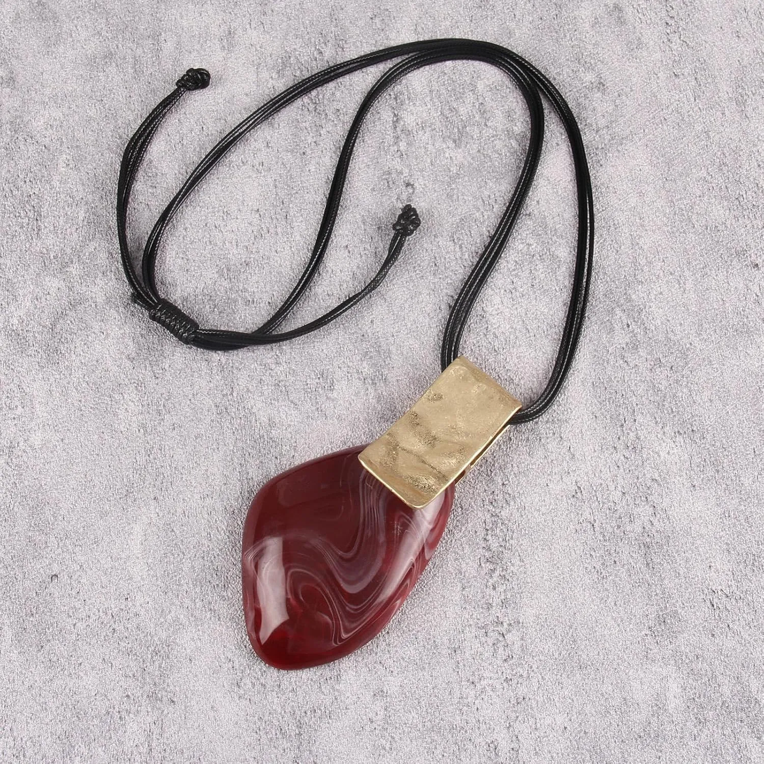Jeilwiy Boho Statement Necklace for Women Chunky Hippie Necklace Womens Long Leather Necklaces Black Choker Bohemian