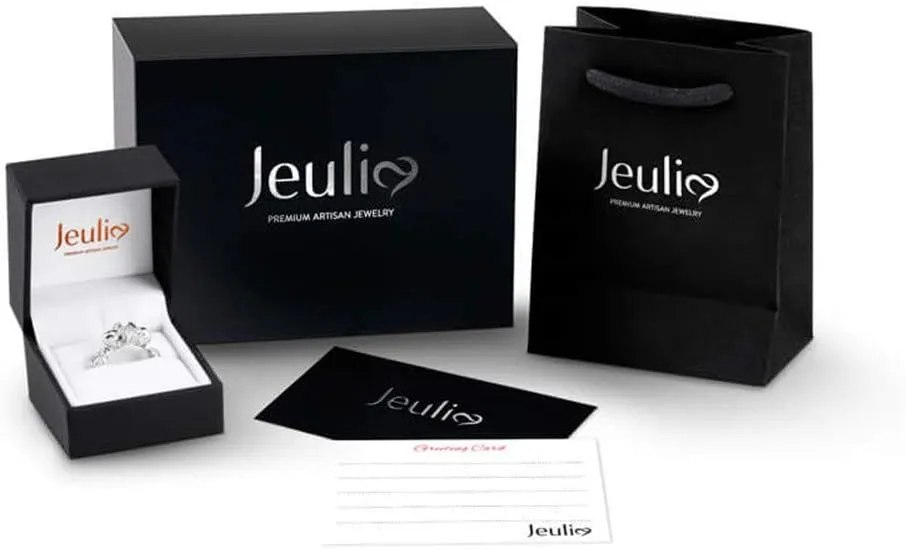 Jeulia 4Carat Women Curved Two Tone Skull Rings Men Sterling Silver White Diamond Bridal Ring Set Round Cut Halo Engagement Rings Cubic Zirconia Eternity Band Promise Wedding Anniversary