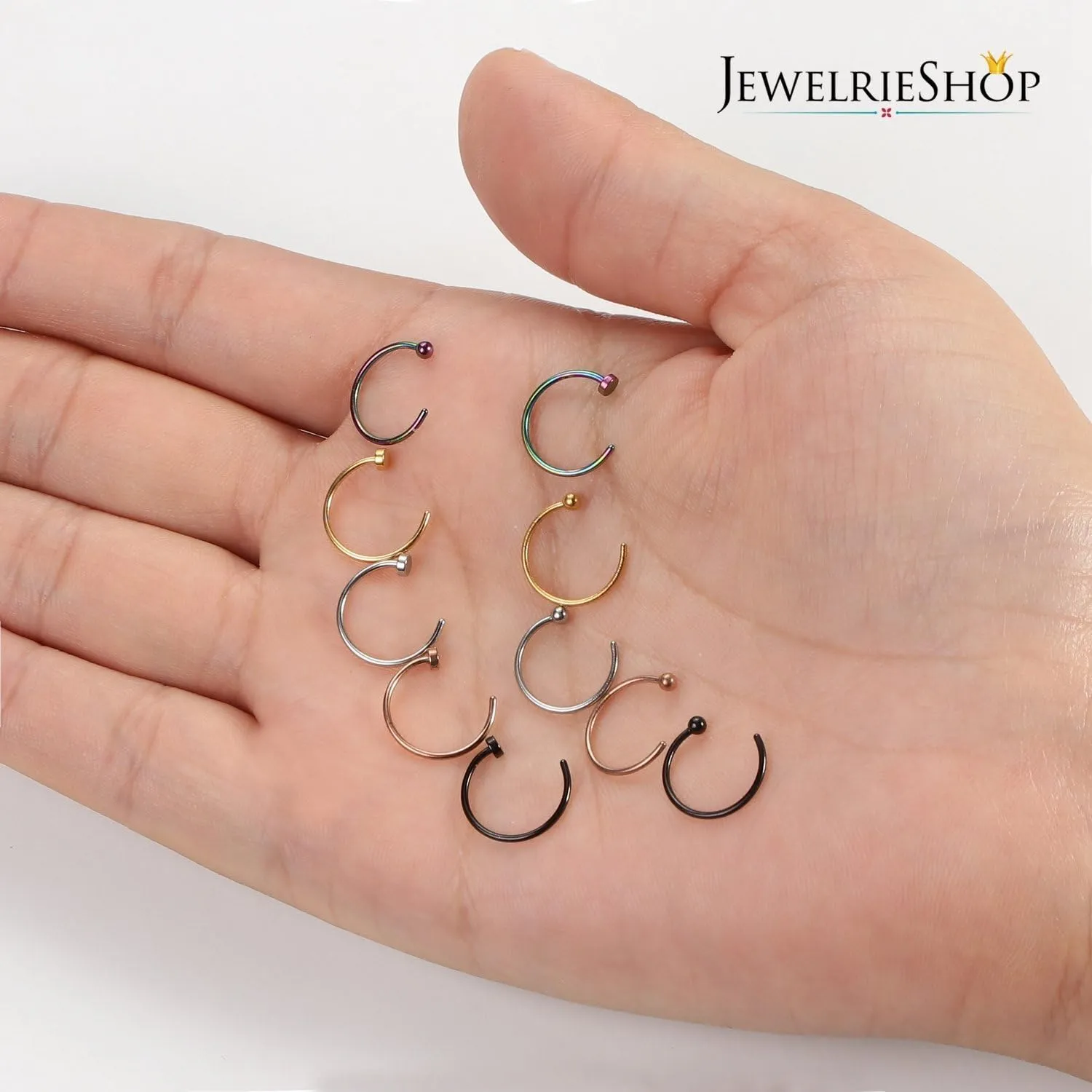 JewelrieShop Nose Rings Hoop 20G Stainless Steel Nose Piercing Jewelry Fake Lip Hoop Rings for Women Men