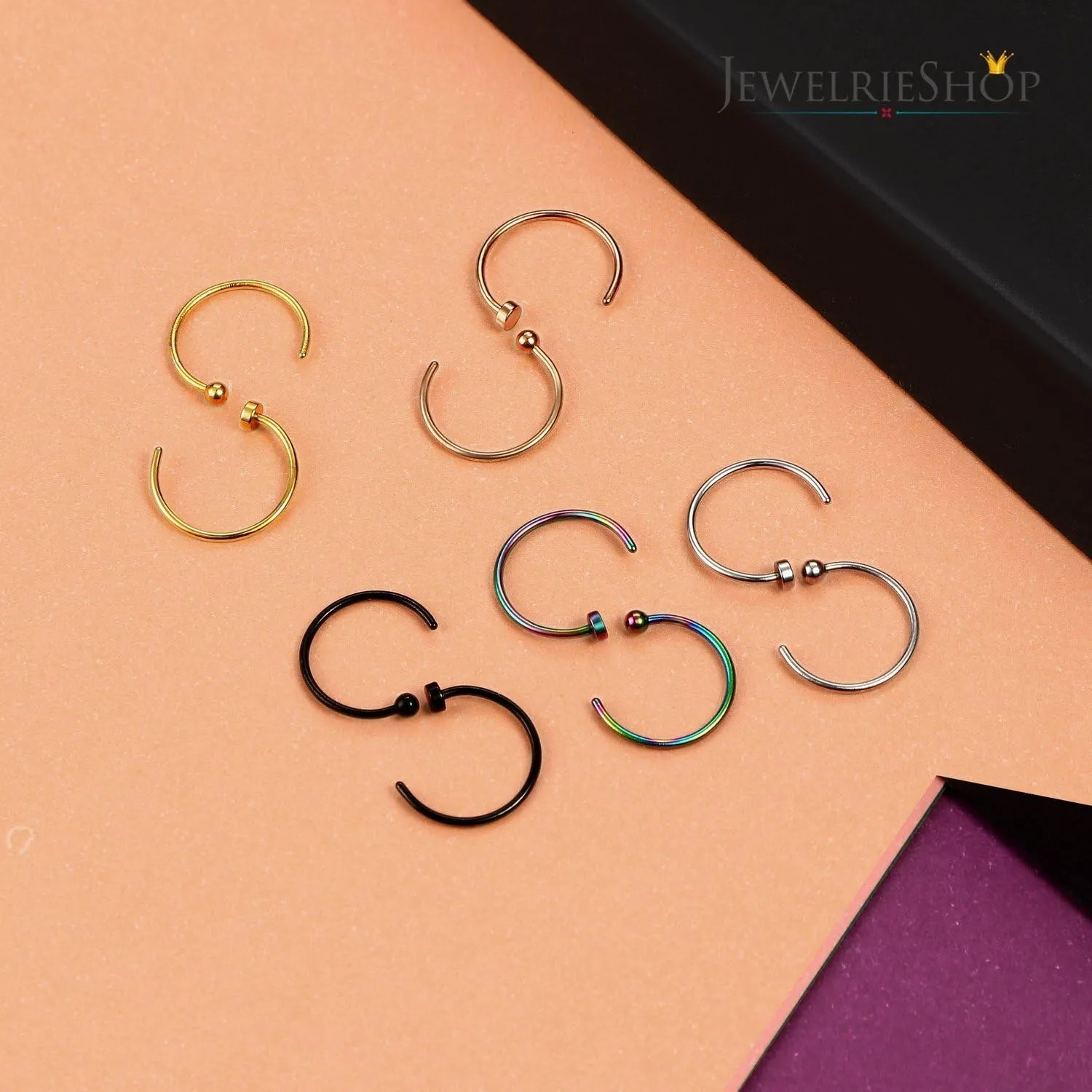 JewelrieShop Nose Rings Hoop 20G Stainless Steel Nose Piercing Jewelry Fake Lip Hoop Rings for Women Men