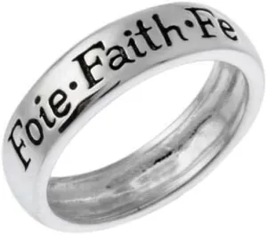 Jewelry Necklaces, Bracelets, Chains and more - Sterling Silver 'Foie, Faith, Fe' Inspirational Ring S9 - XFBX9552