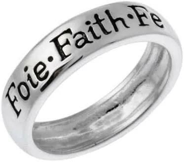 Jewelry Necklaces, Bracelets, Chains and more - Sterling Silver 'Foie, Faith, Fe' Inspirational Ring S9 - XFBX9552