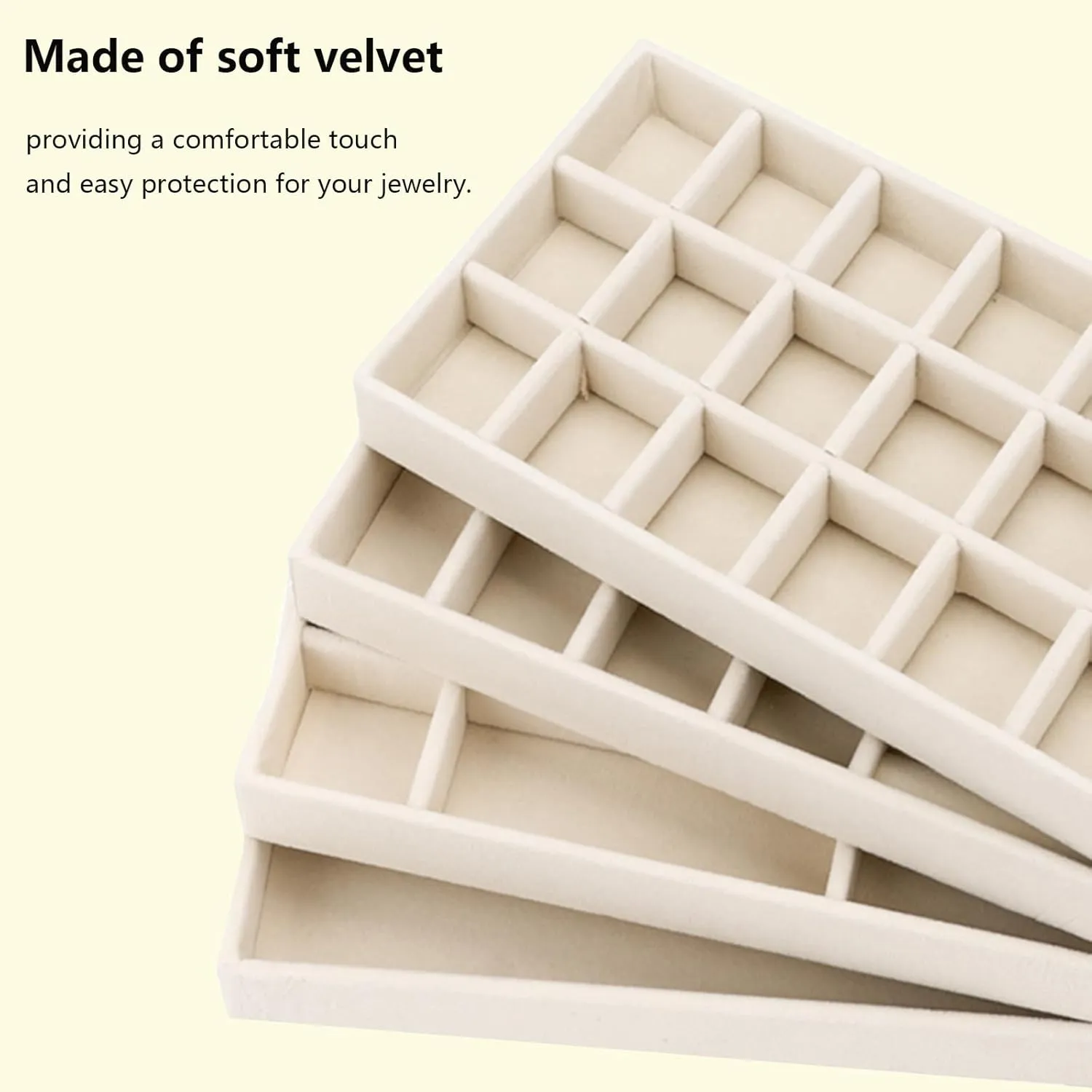 Jewelry Organizer Trays for Drawers, Stackable Jewelry Storage Trays for Women, Velvet Drawer Inserts Display Case for Rings Stud Necklaces, Set of 12