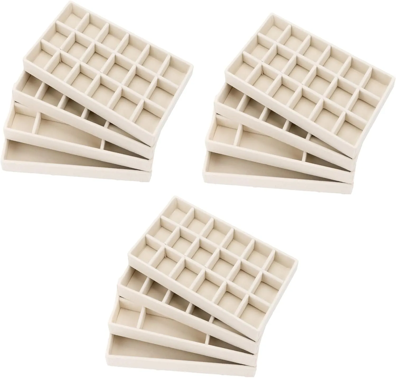 Jewelry Organizer Trays for Drawers, Stackable Jewelry Storage Trays for Women, Velvet Drawer Inserts Display Case for Rings Stud Necklaces, Set of 12