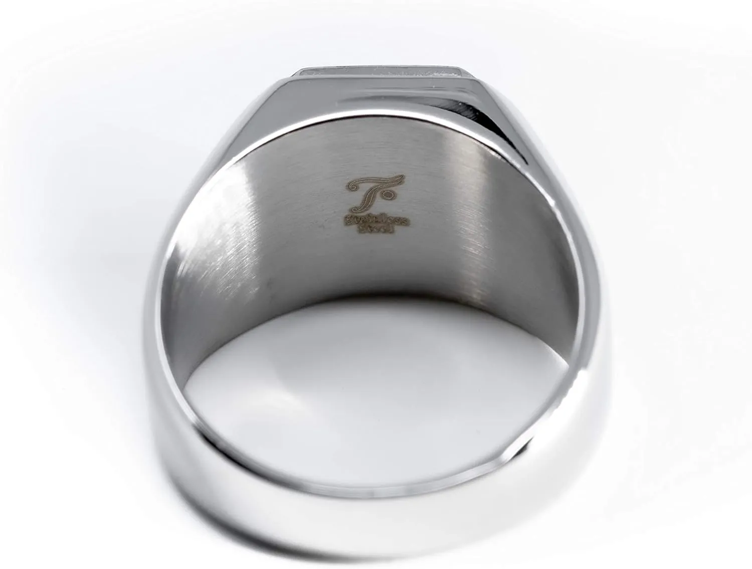 Jewelry | Stainless Steel Letter Alphabet Initial Ring | Square Flat Top Ring for Men & Women | Stainless Steel Jewelry, (Black, Gold, Silver), Size 7-16