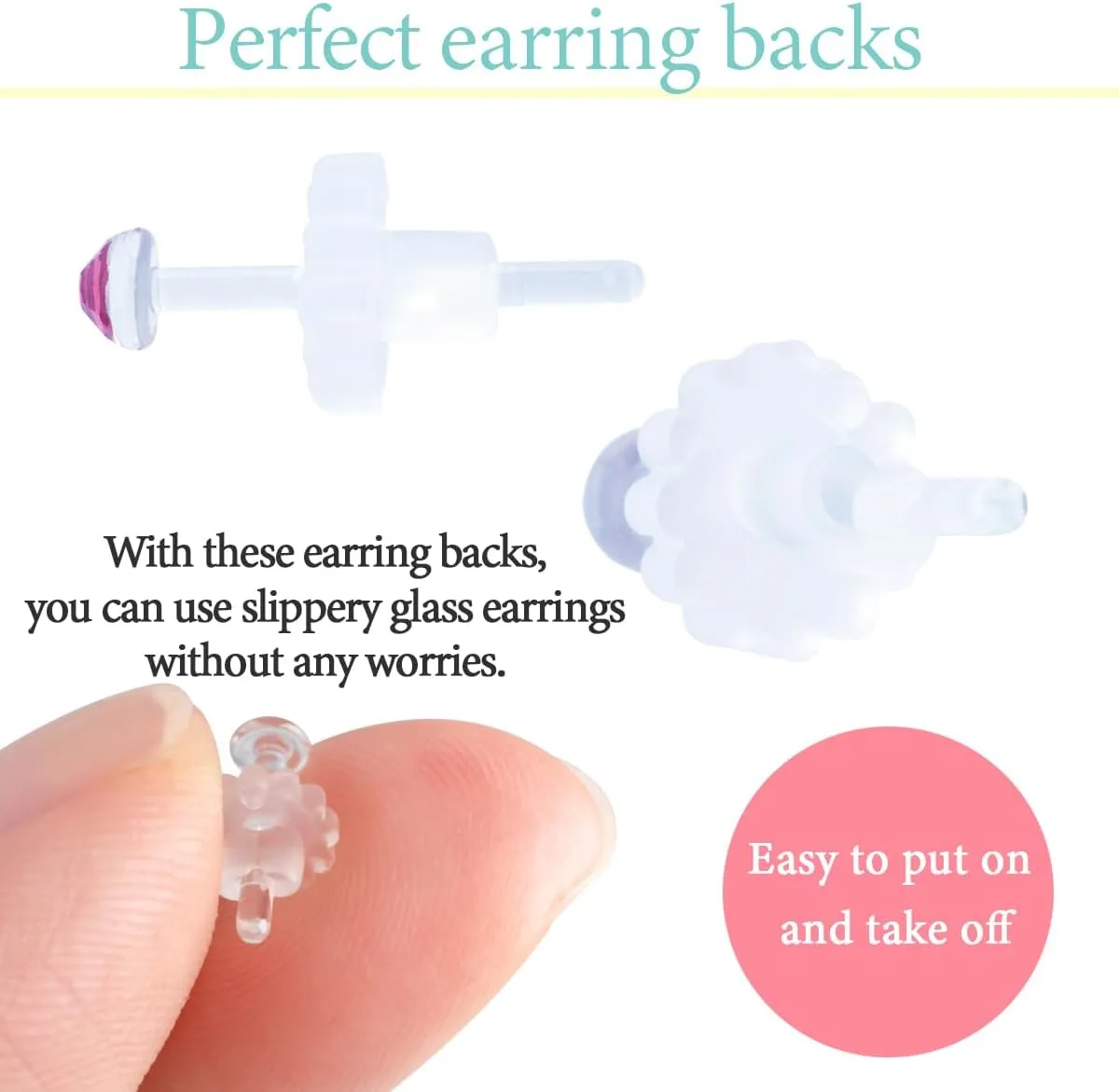 Jewelry Stud Earrings for Women Tempered Glass Hypoallergenic Rhinestone Clear 20G 18G 16G Retainer Body Piercing for First Second Earrings Every Day Use Silicone